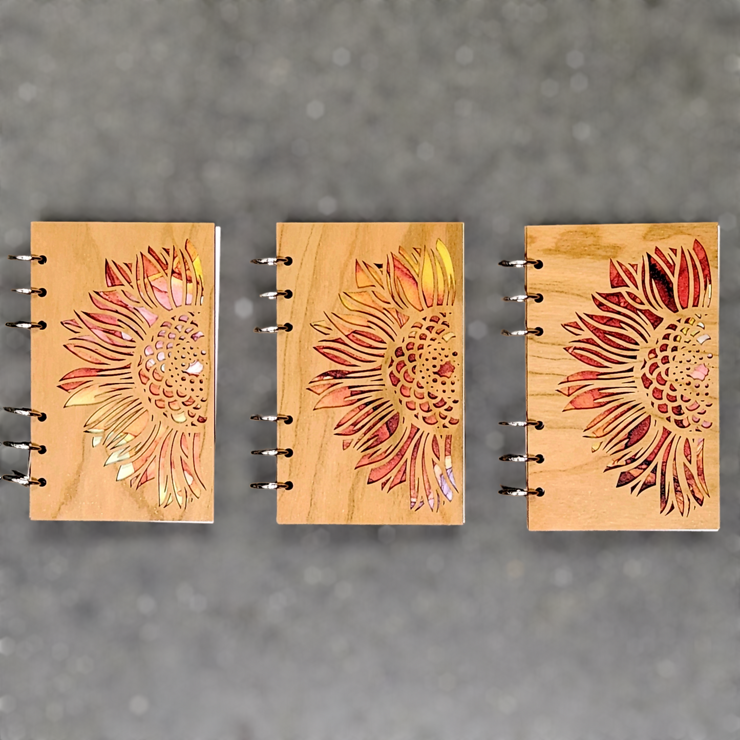 Sunflower Refillable Wood Journal Notebook - A6 paper notebook